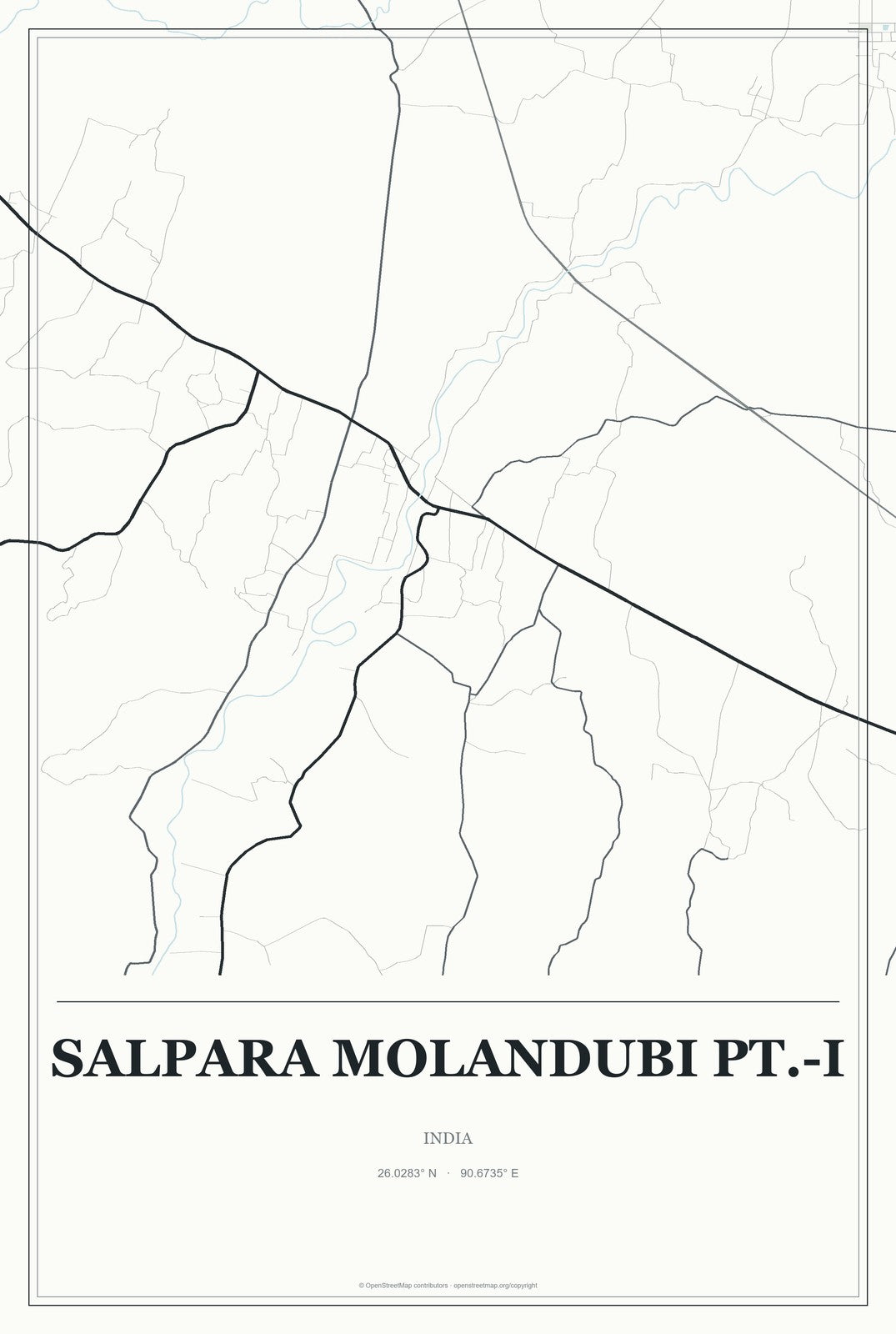 Salpara Molandubi Pt.-I, India City Map Aluminum Sign in Gallery Air style