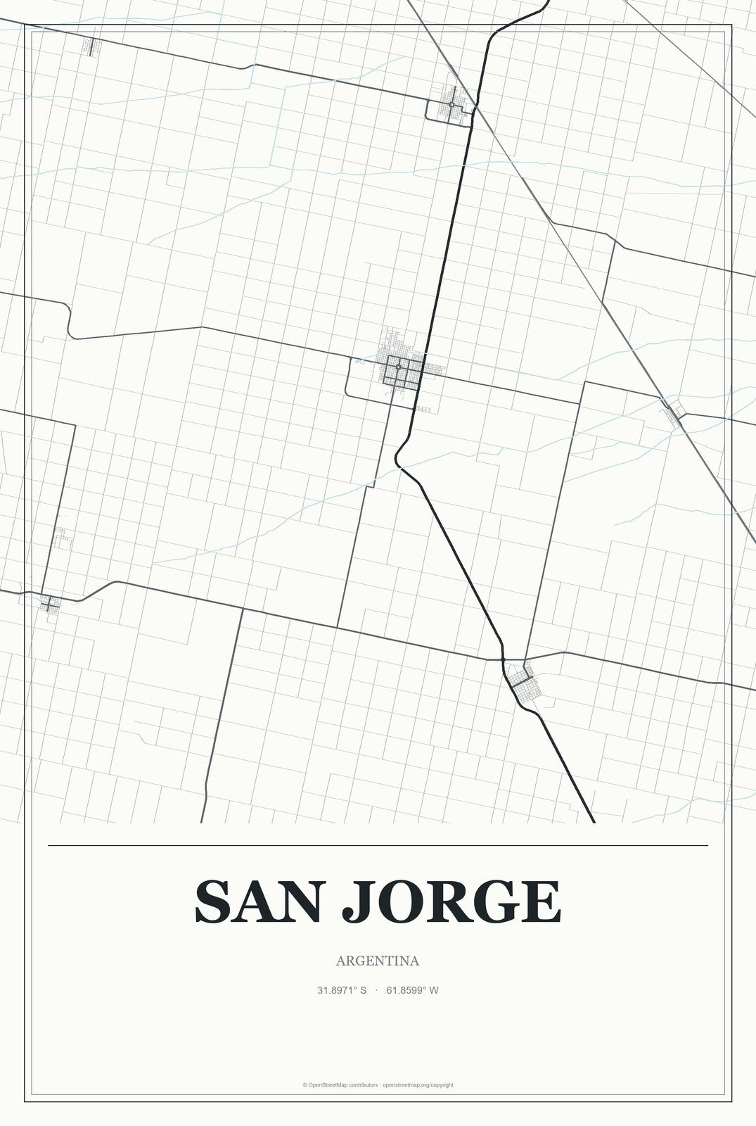 San Jorge, Argentina City Map Aluminum Sign in Gallery Air style
