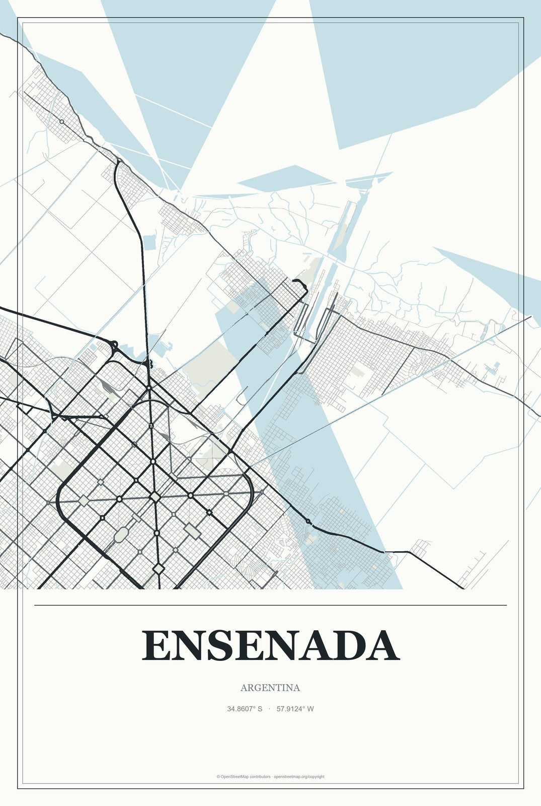 Ensenada, Argentina City Map Aluminum Sign in Gallery Air style
