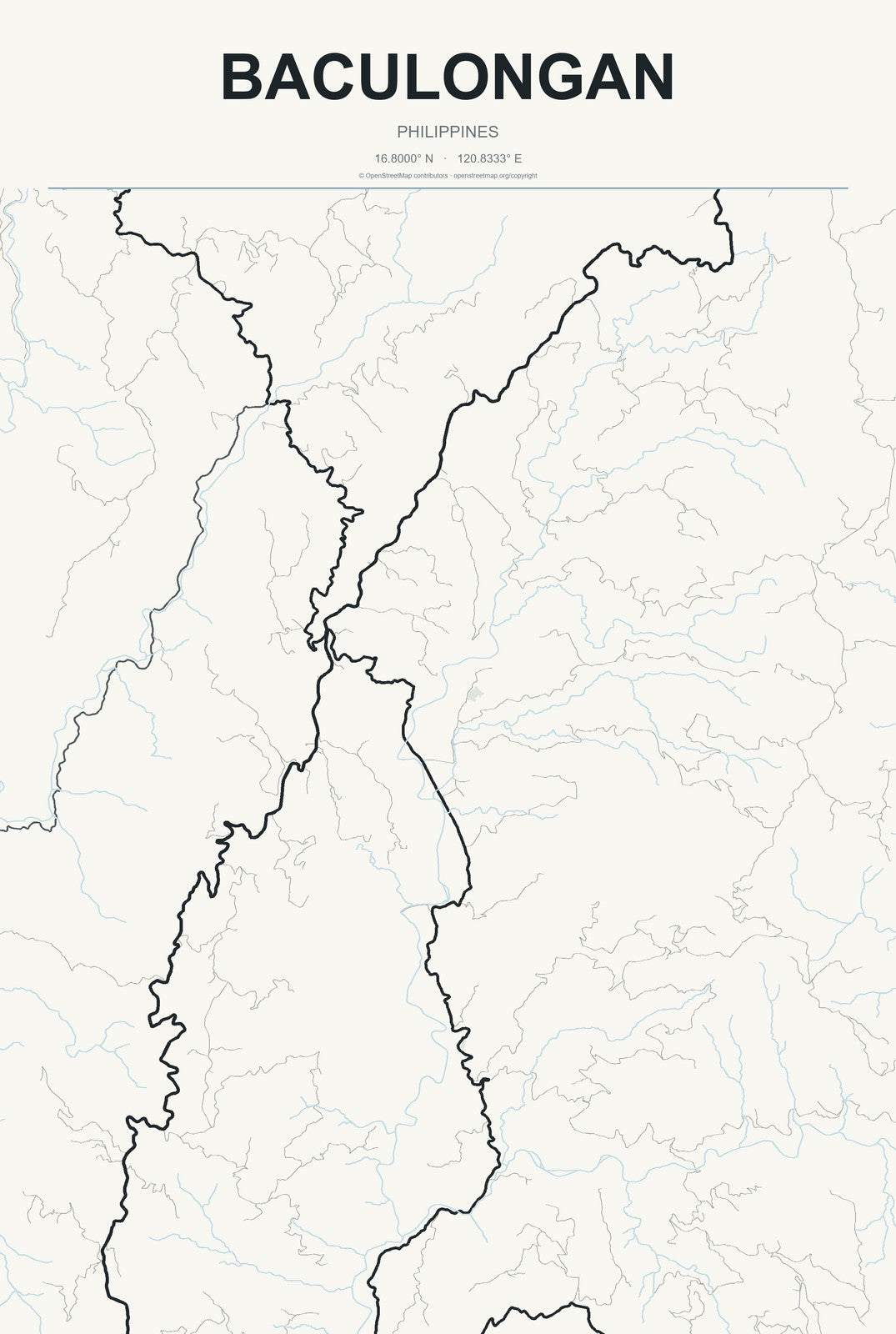 Baculongan, Philippines City Map Aluminum Sign in Headline Atlas style