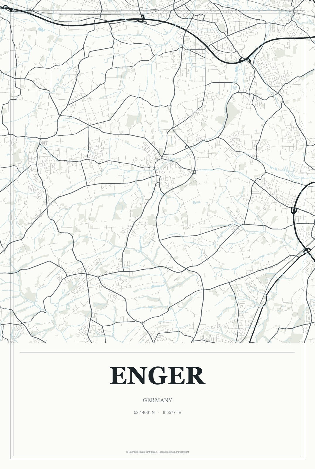 Enger, Germany City Map Aluminum Sign in Gallery Air style