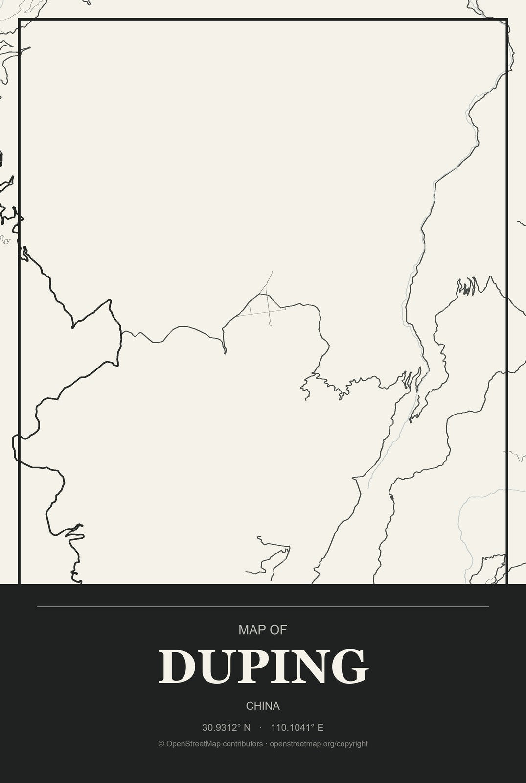 Duping, China City Map Aluminum Sign in Museum Plaque style