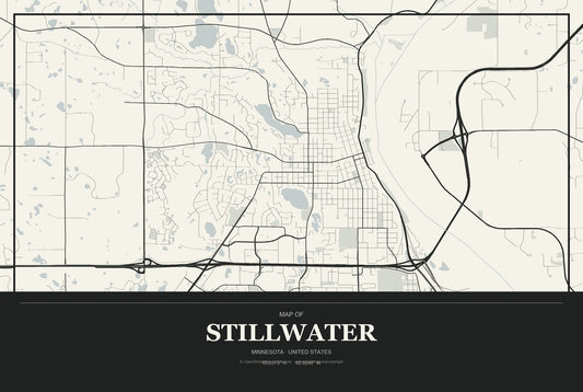 Stillwater, Minnesota City Map Aluminum Sign in Museum Plaque style