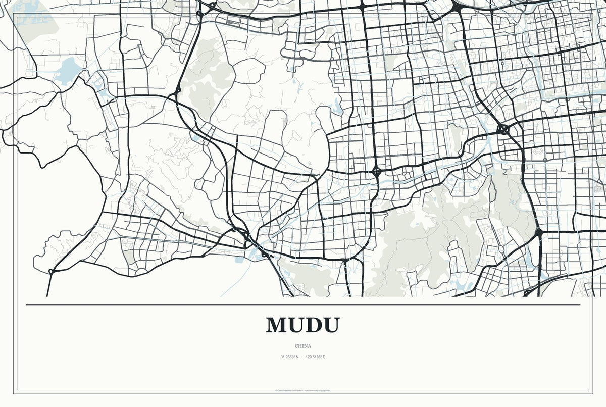 Mudu, China City Map Aluminum Sign in Gallery Air style
