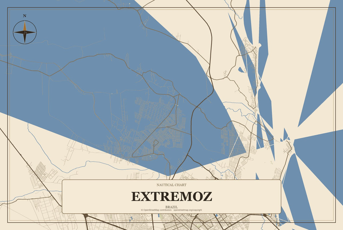 Extremoz, Brazil City Map Aluminum Sign in Heritage Nautical style