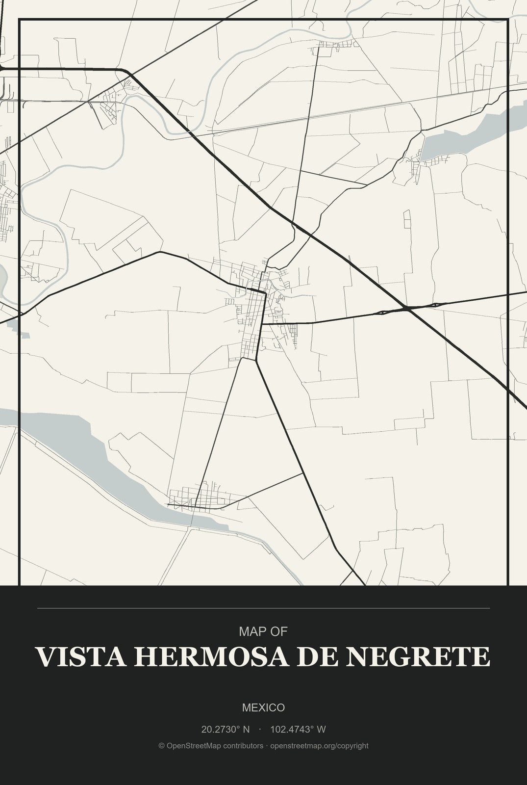Vista Hermosa de Negrete, Mexico City Map Aluminum Sign in Museum Plaque style