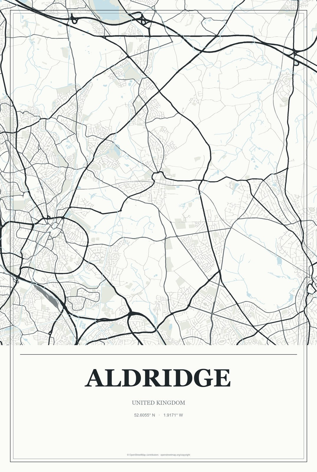 Aldridge, United Kingdom City Map Aluminum Sign in Gallery Air style