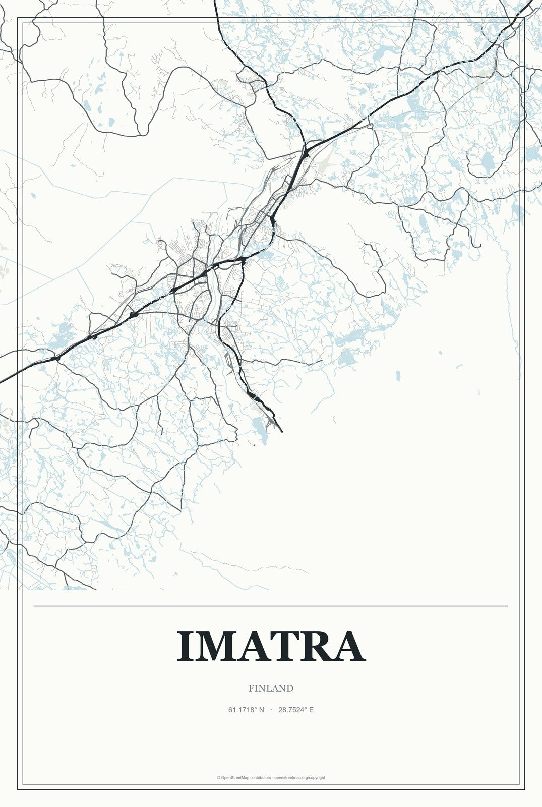 Imatra, Finland City Map Aluminum Sign in Gallery Air style