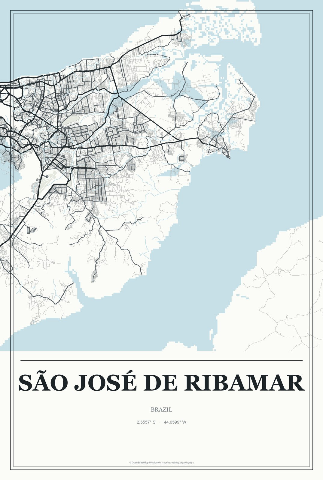 São José de Ribamar, Brazil City Map Aluminum Sign in Gallery Air style