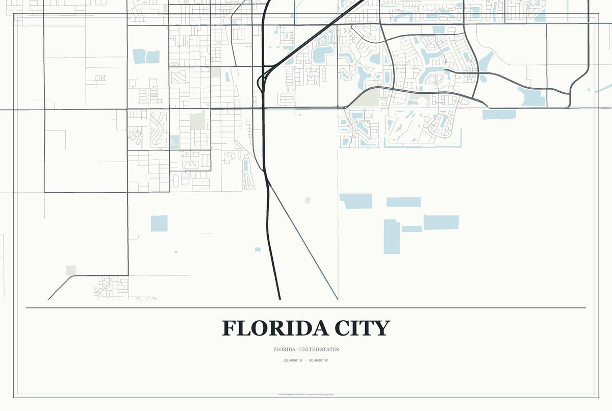 Florida City, Florida City Map Aluminum Sign in Gallery Air style