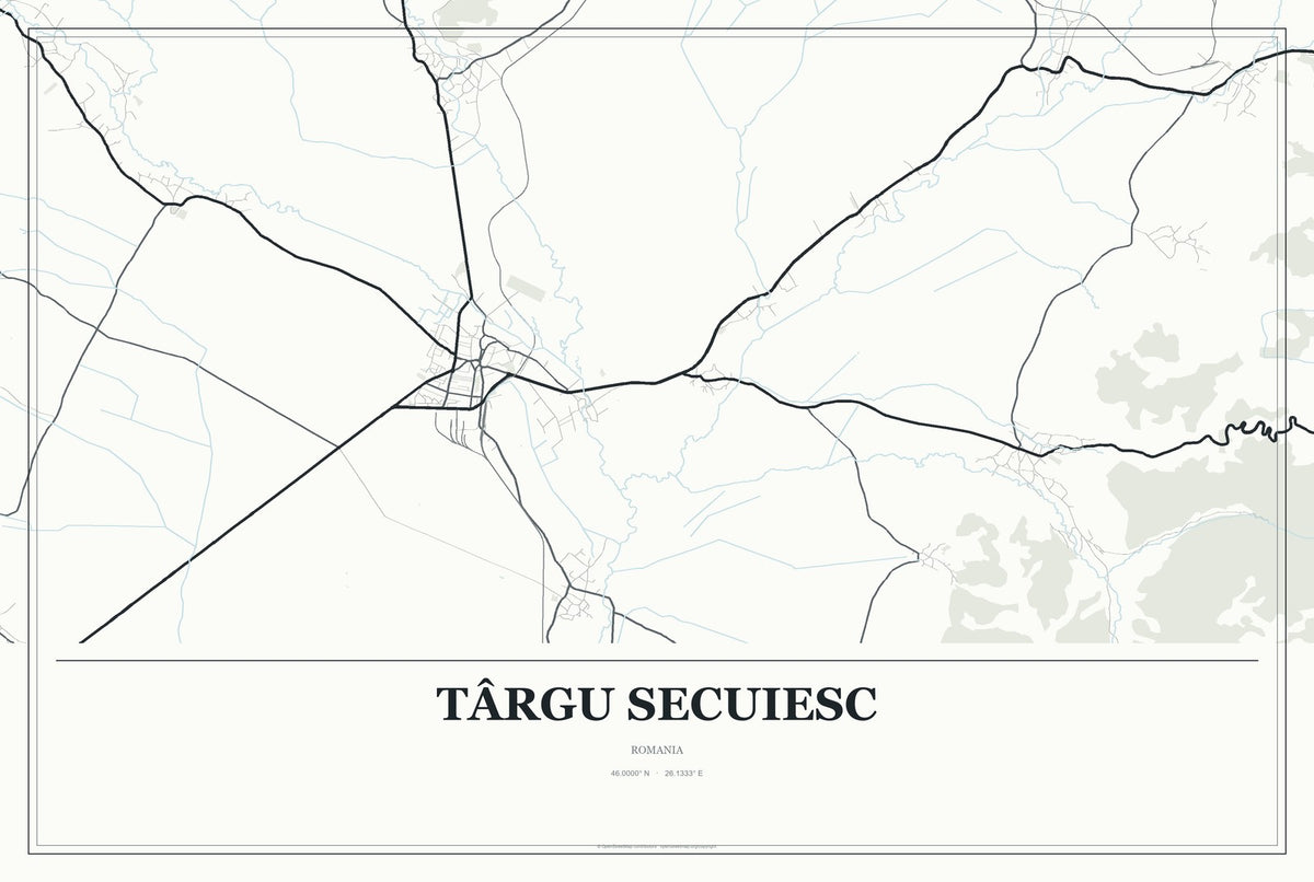 Târgu Secuiesc, Romania City Map Aluminum Sign in Gallery Air style