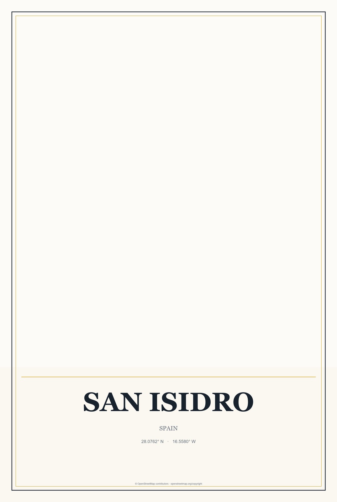 San Isidro, Spain City Map Aluminum Sign in Citrine Modern style