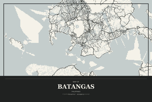 Batangas, Philippines City Map Aluminum Sign in Museum Plaque style