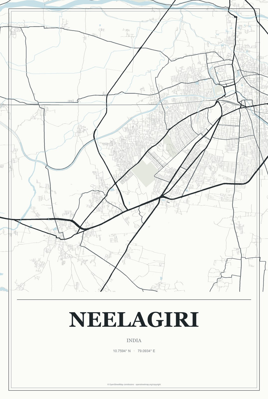 Neelagiri, India City Map Aluminum Sign in Gallery Air style
