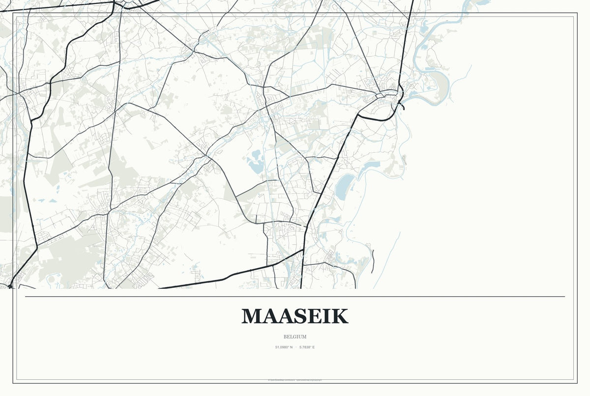Maaseik, Belgium City Map Aluminum Sign in Gallery Air style