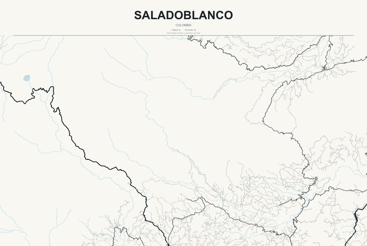 Saladoblanco, Colombia City Map Aluminum Sign in Headline Atlas style