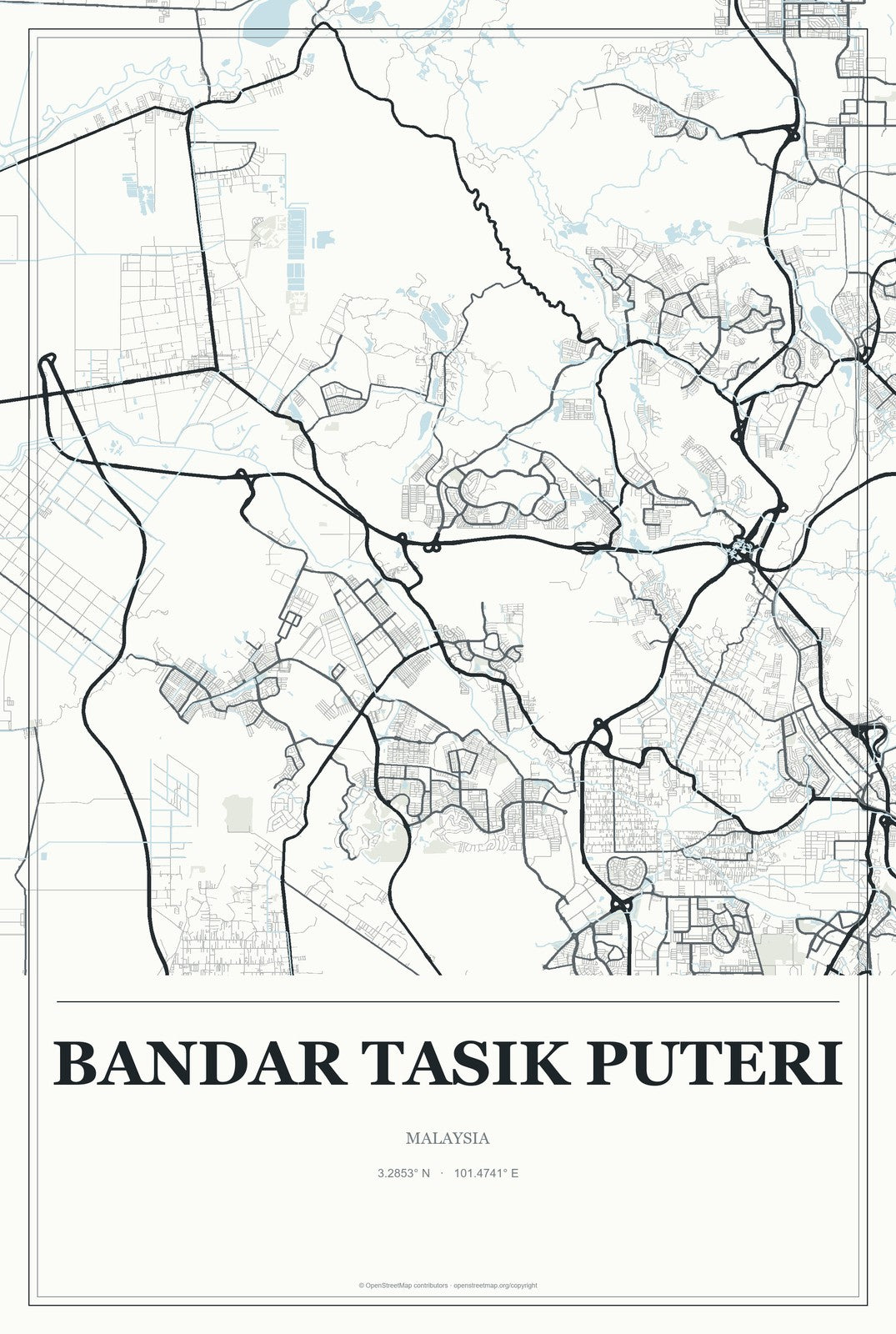 Bandar Tasik Puteri, Malaysia City Map Aluminum Sign in Gallery Air style