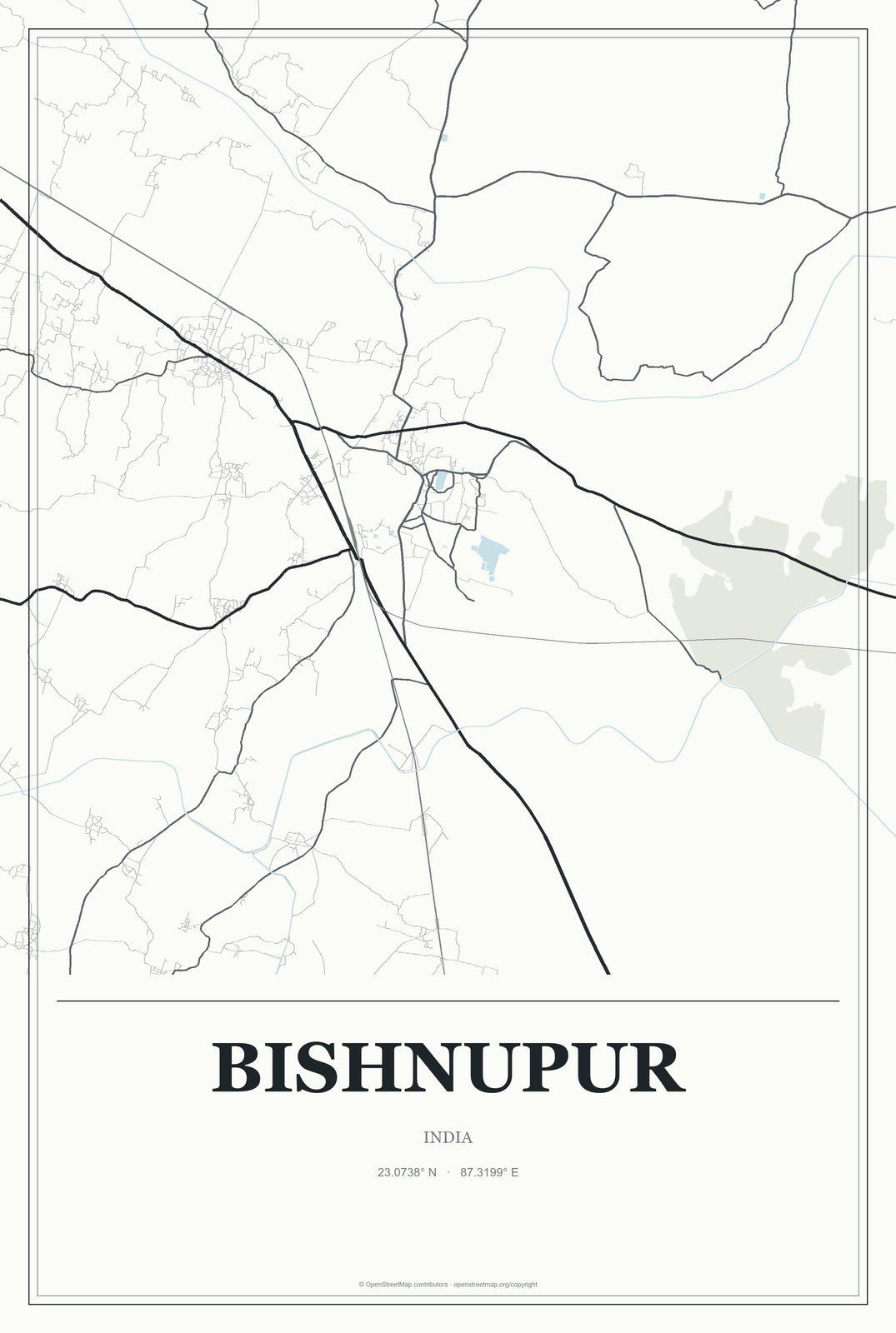 Bishnupur, Manipur, India City Map Aluminum Sign in Gallery Air style