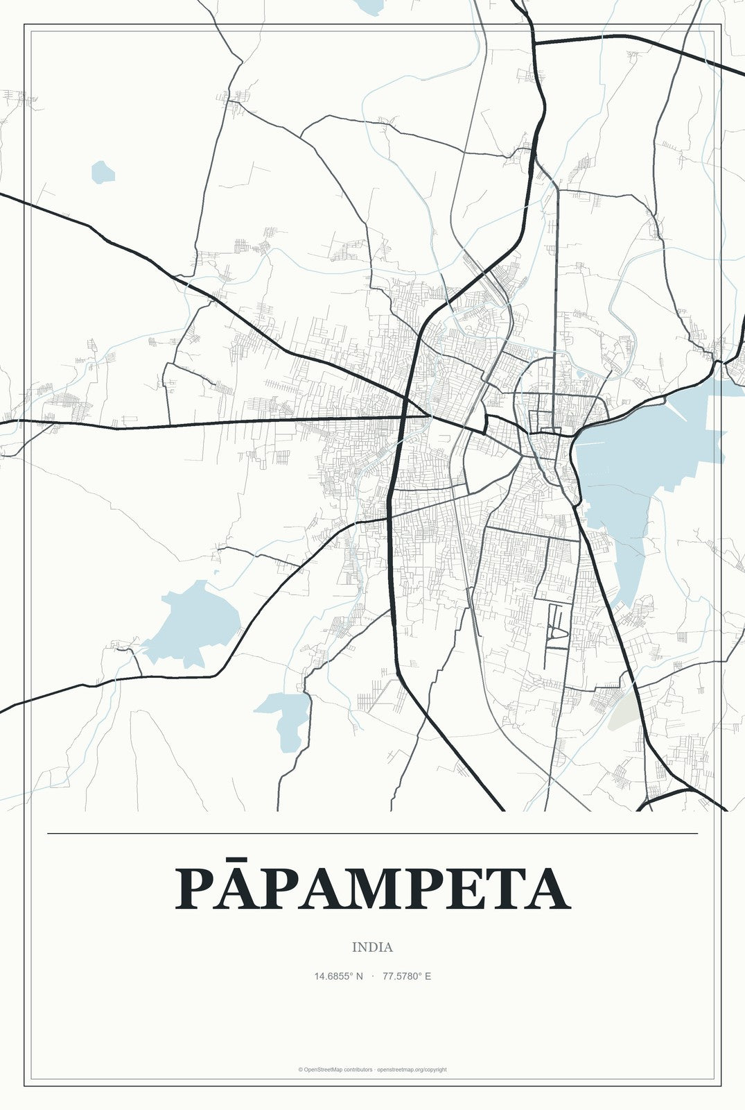 Pāpampeta, India City Map Aluminum Sign in Gallery Air style