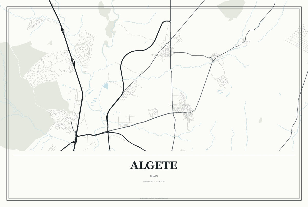 Algete, Spain City Map Aluminum Sign in Gallery Air style