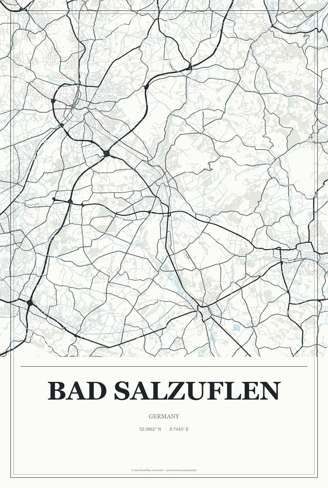 Bad Salzuflen, Germany City Map Aluminum Sign in Gallery Air style