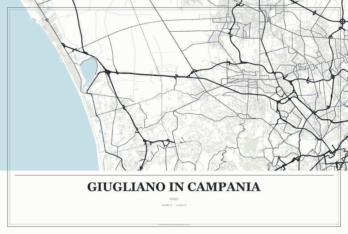 Giugliano in Campania, Italy City Map Aluminum Sign in Gallery Air style