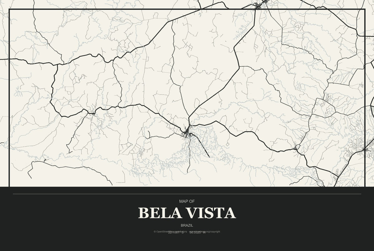 Bela Vista, Brazil City Map Aluminum Sign in Museum Plaque style
