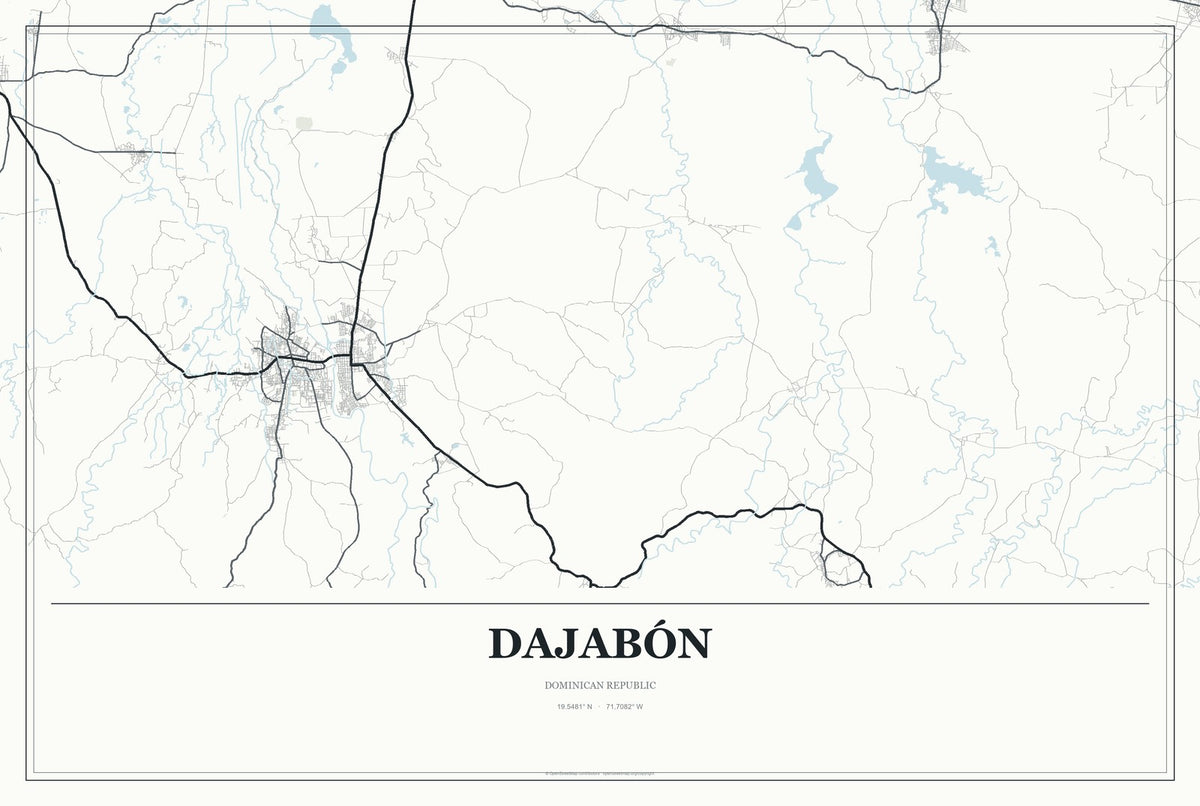 Dajabón, Dominican Republic City Map Aluminum Sign in Gallery Air style