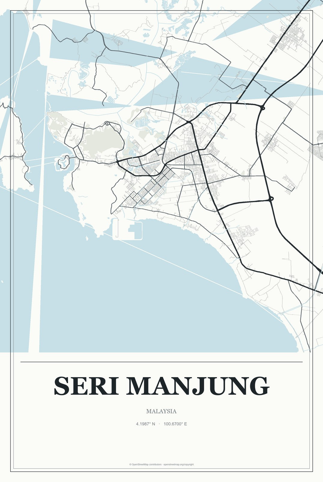 Seri Manjung, Malaysia City Map Aluminum Sign in Gallery Air style