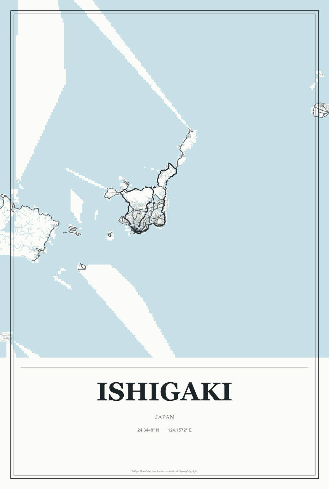Ishigaki, Japan City Map Aluminum Sign in Gallery Air style