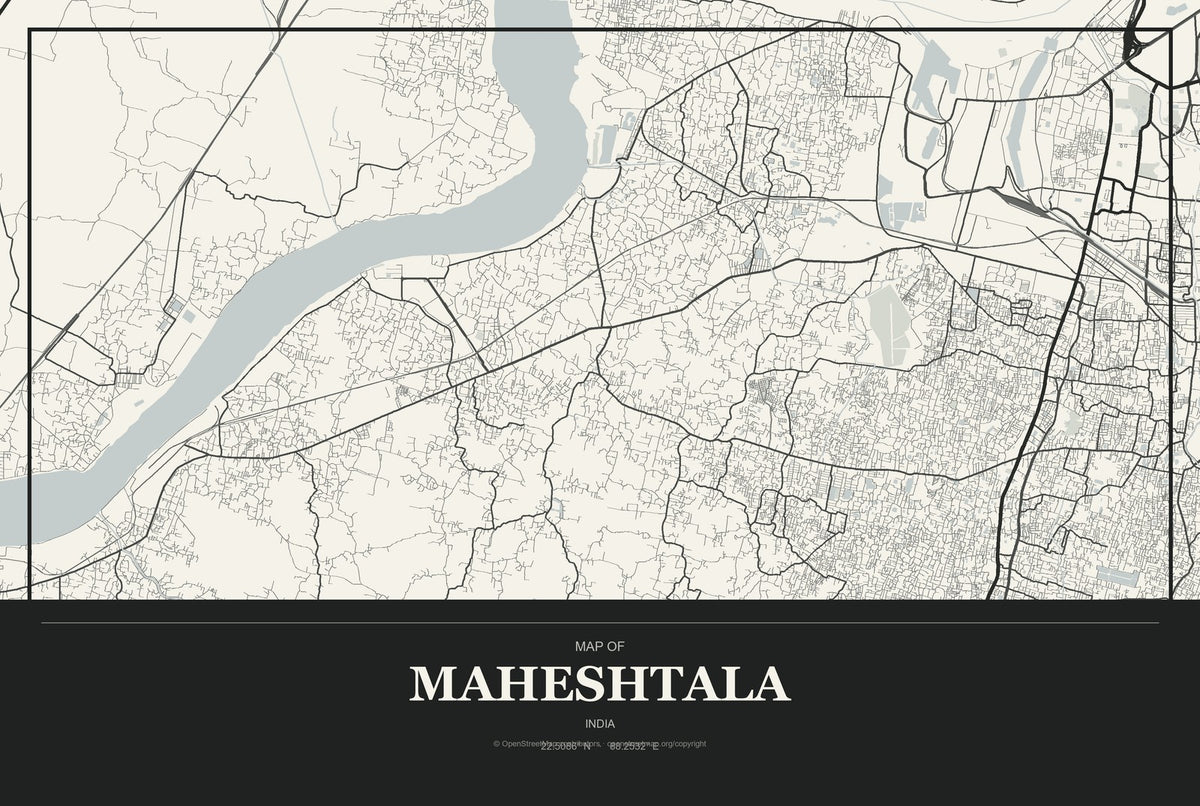 Maheshtala, India City Map Aluminum Sign in Museum Plaque style