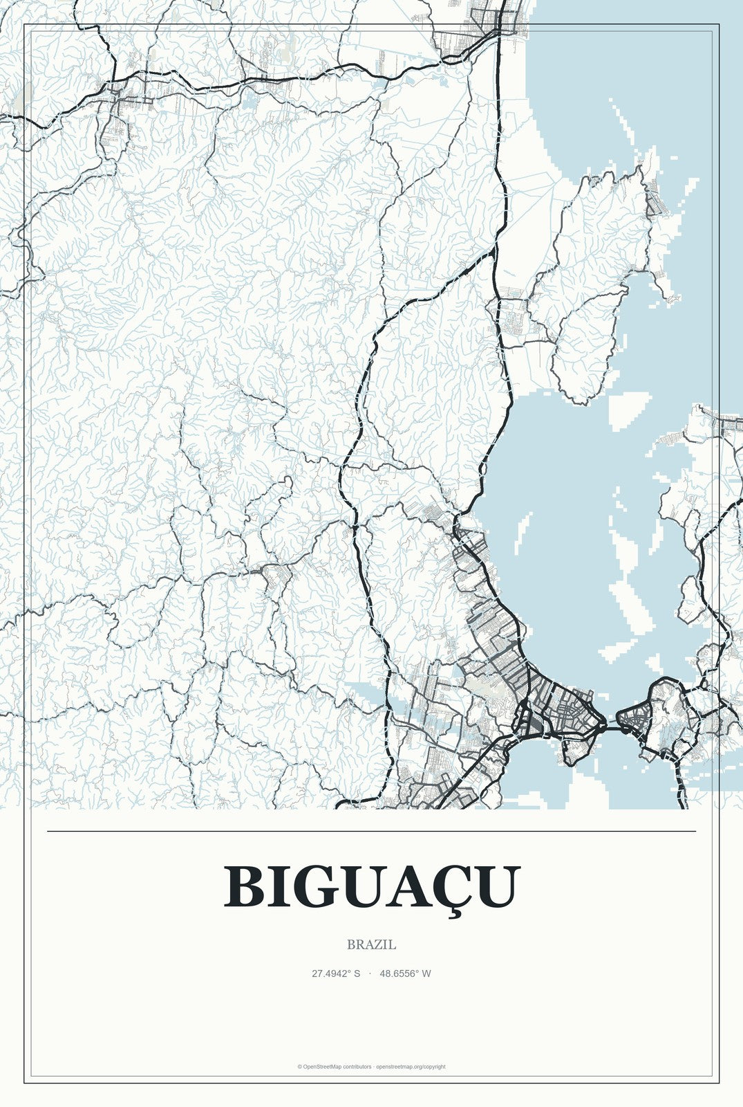 Biguaçu, Brazil City Map Aluminum Sign in Gallery Air style