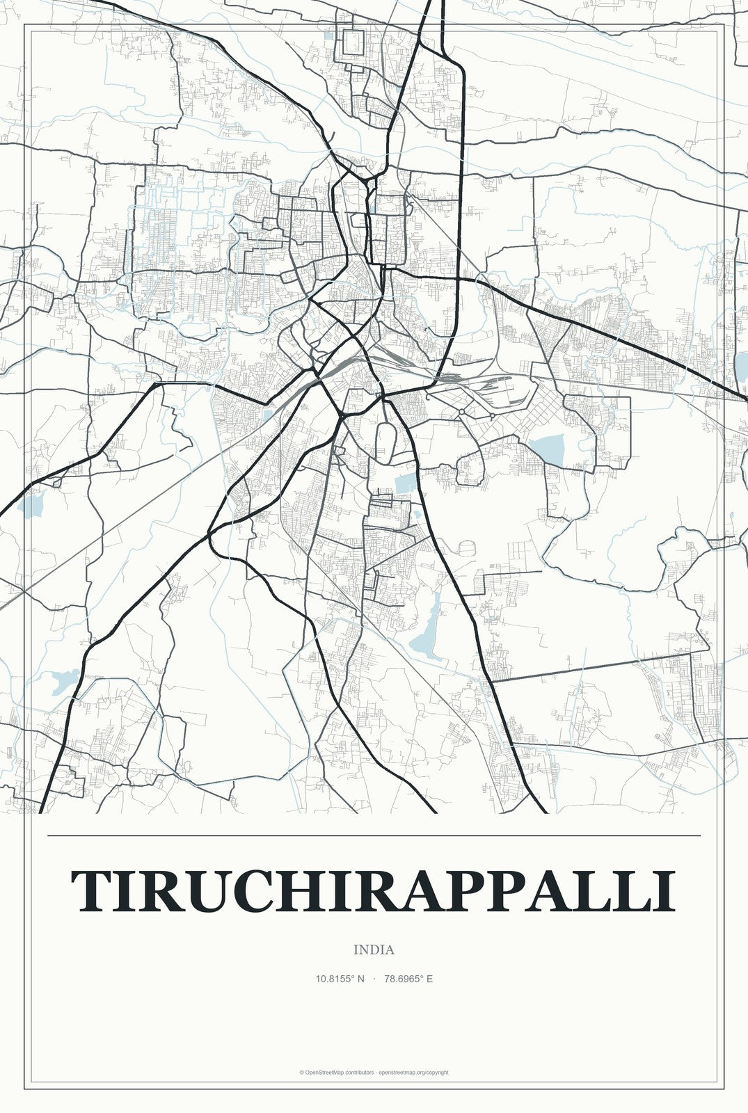 Tiruchirappalli, India City Map Aluminum Sign in Gallery Air style