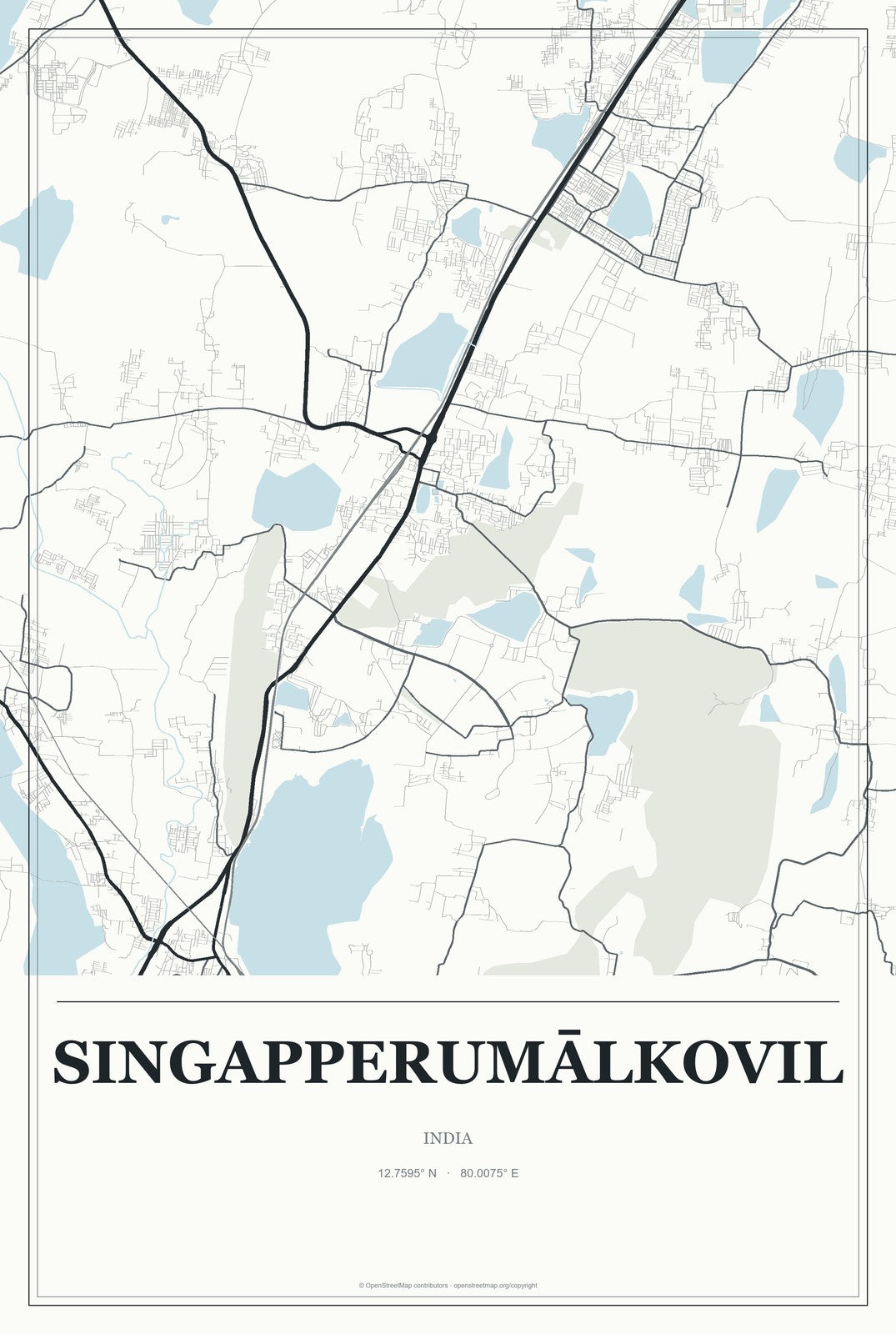 Singapperumālkovil, India City Map Aluminum Sign in Gallery Air style
