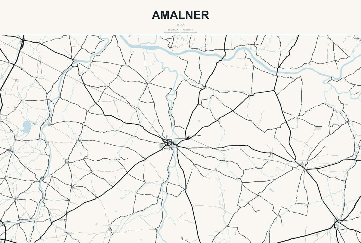 Amalner, India City Map Aluminum Sign in Headline Atlas style
