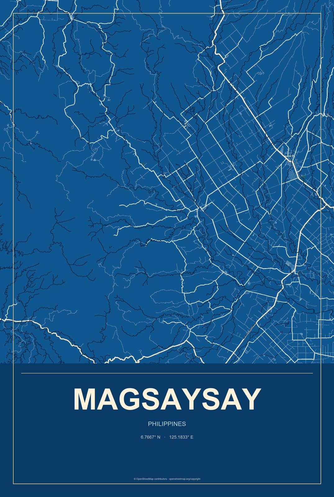 Magsaysay, Mimaropa, Philippines City Map Aluminum Sign in Harbor Cobalt style