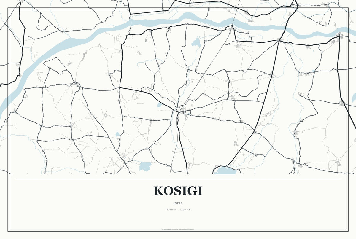 Kosigi, India City Map Aluminum Sign in Gallery Air style