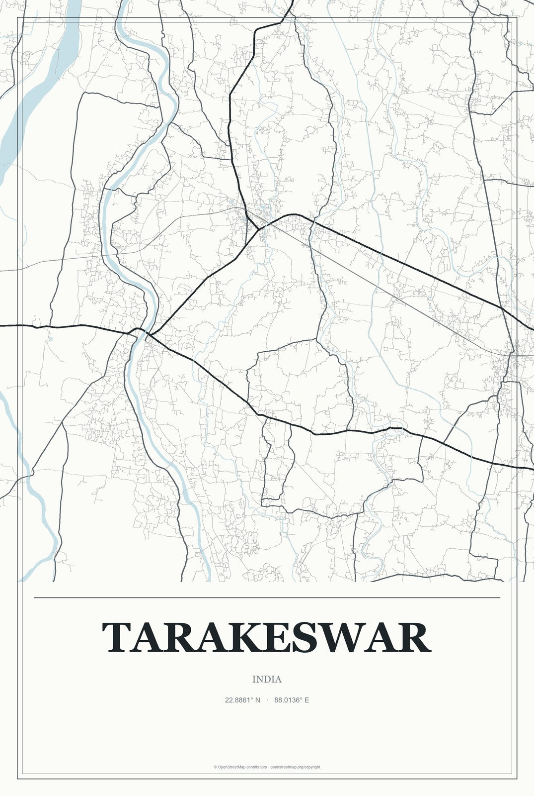 Tarakeswar, India City Map Aluminum Sign in Gallery Air style