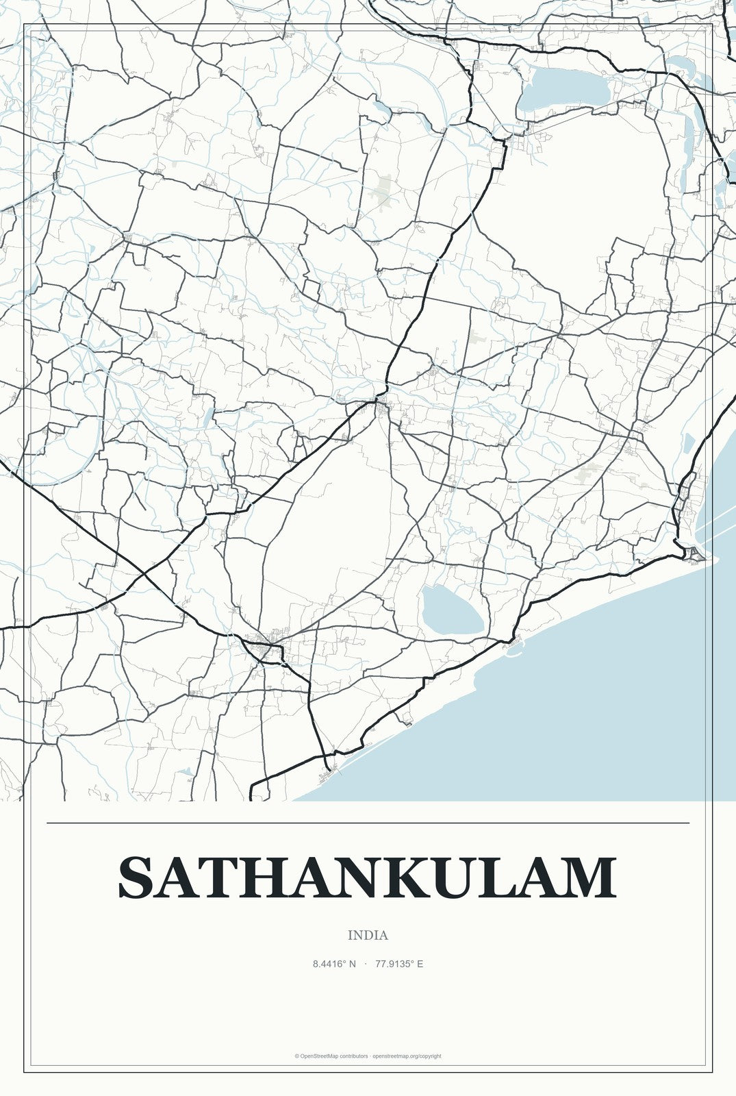 Sathankulam, India City Map Aluminum Sign in Gallery Air style