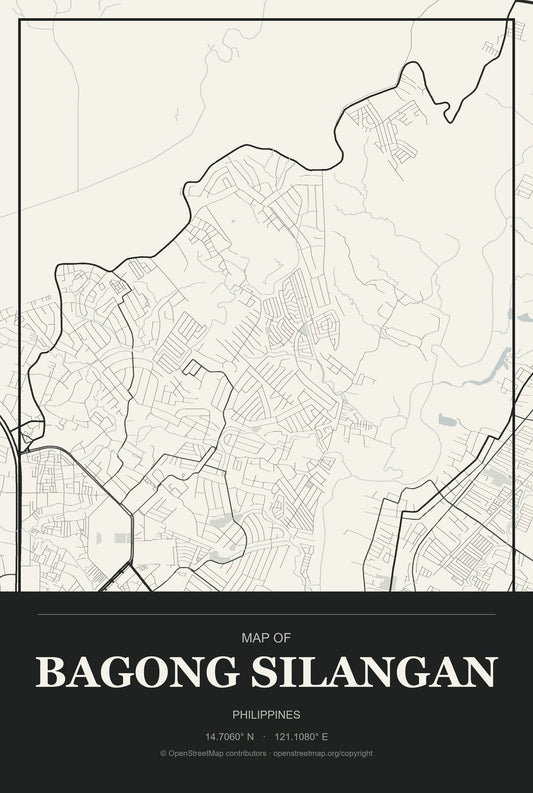 Bagong Silangan, Philippines City Map Aluminum Sign in Museum Plaque style