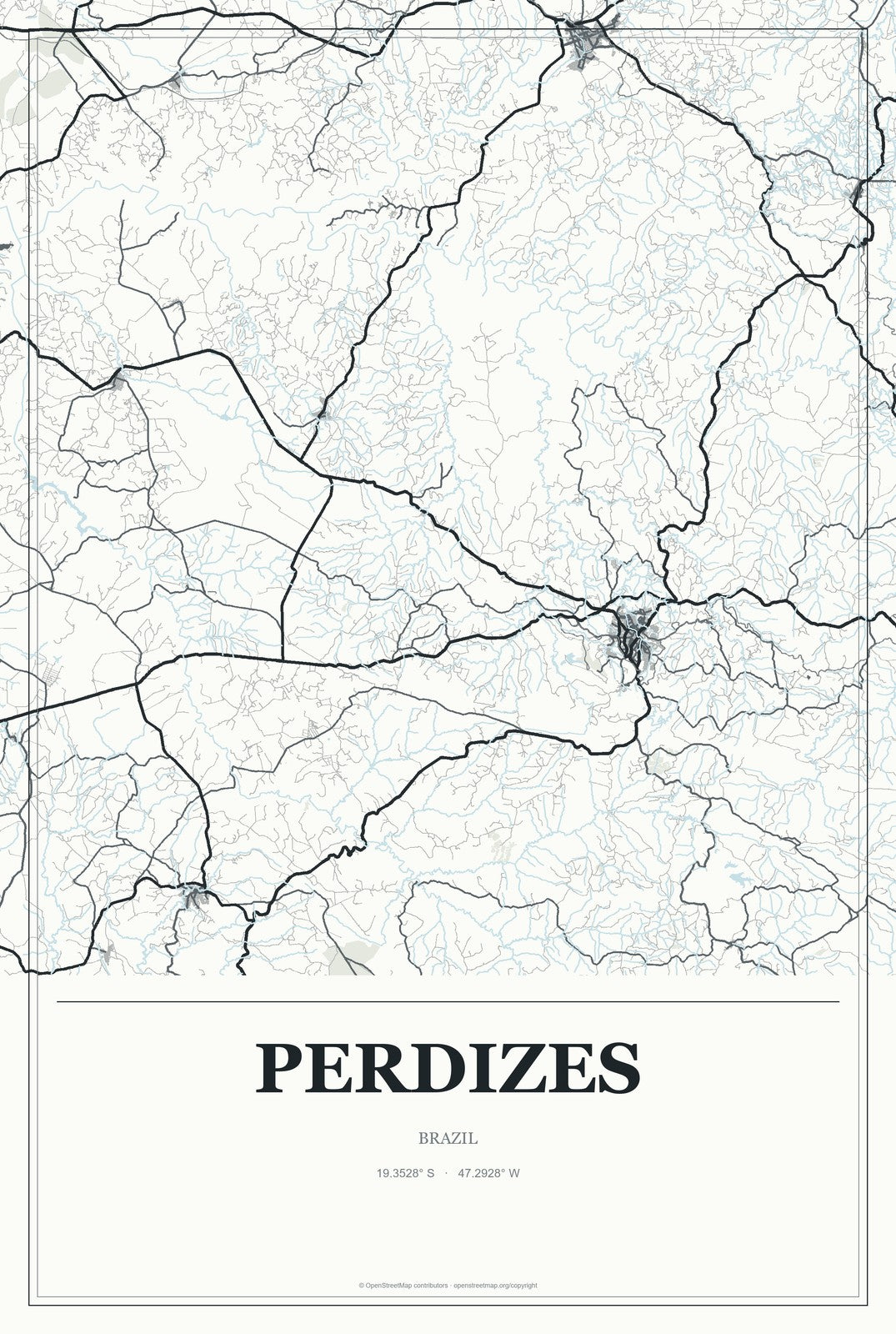 Perdizes, Brazil City Map Aluminum Sign in Gallery Air style