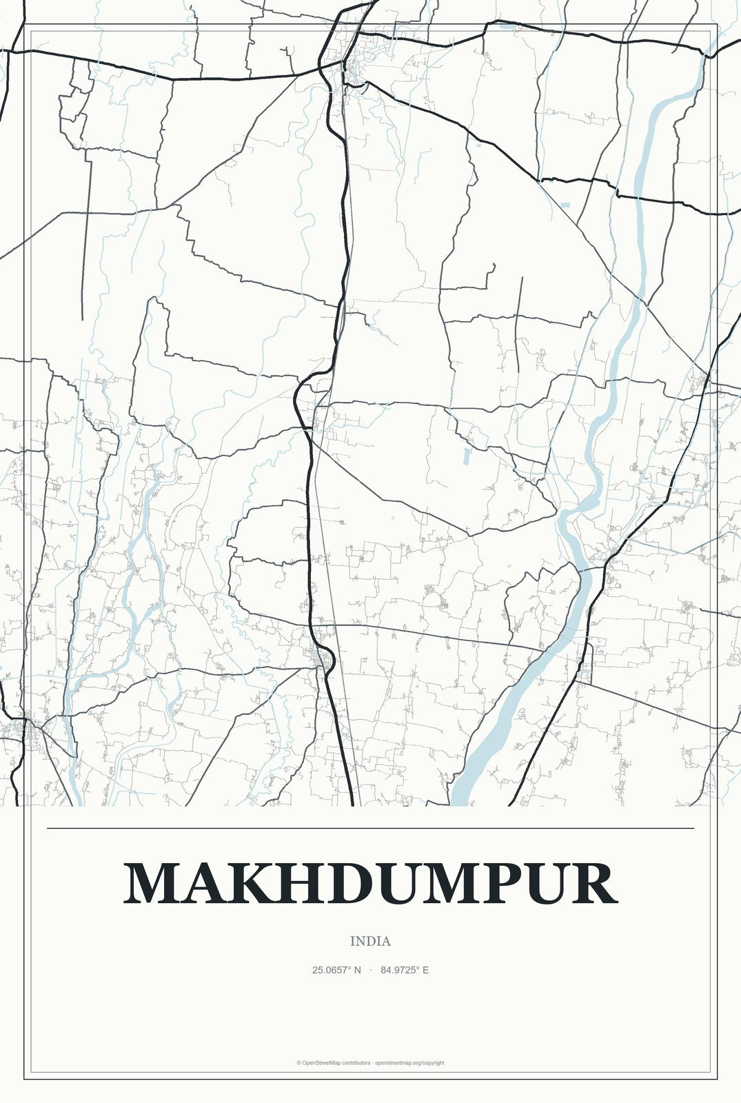 Makhdumpur, India City Map Aluminum Sign in Gallery Air style