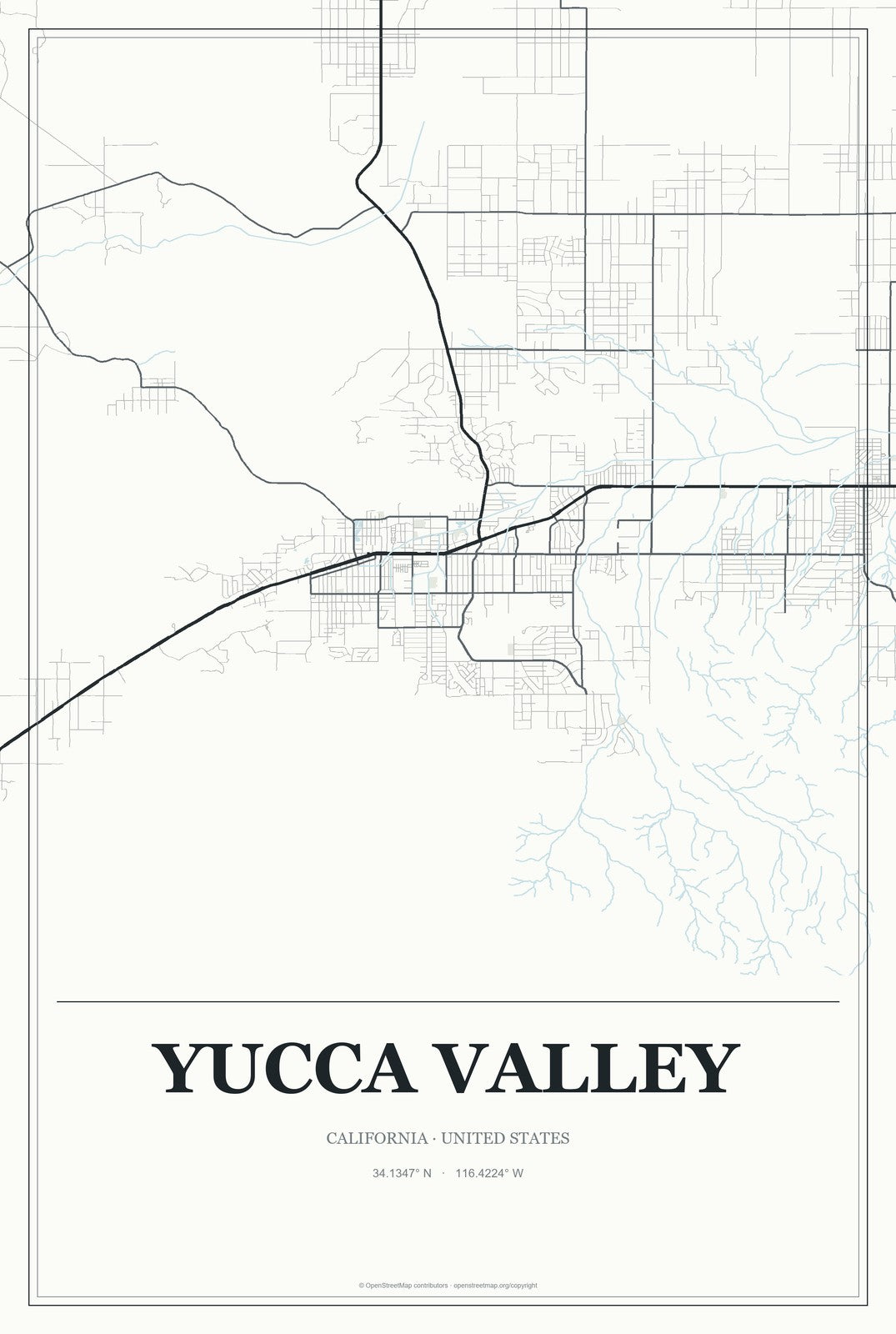 Yucca Valley, California City Map Aluminum Sign in Gallery Air style