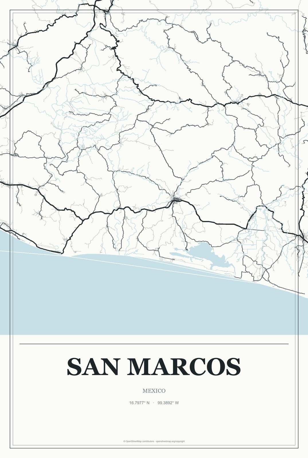 San Marcos, Hidalgo, Mexico City Map Aluminum Sign in Gallery Air style