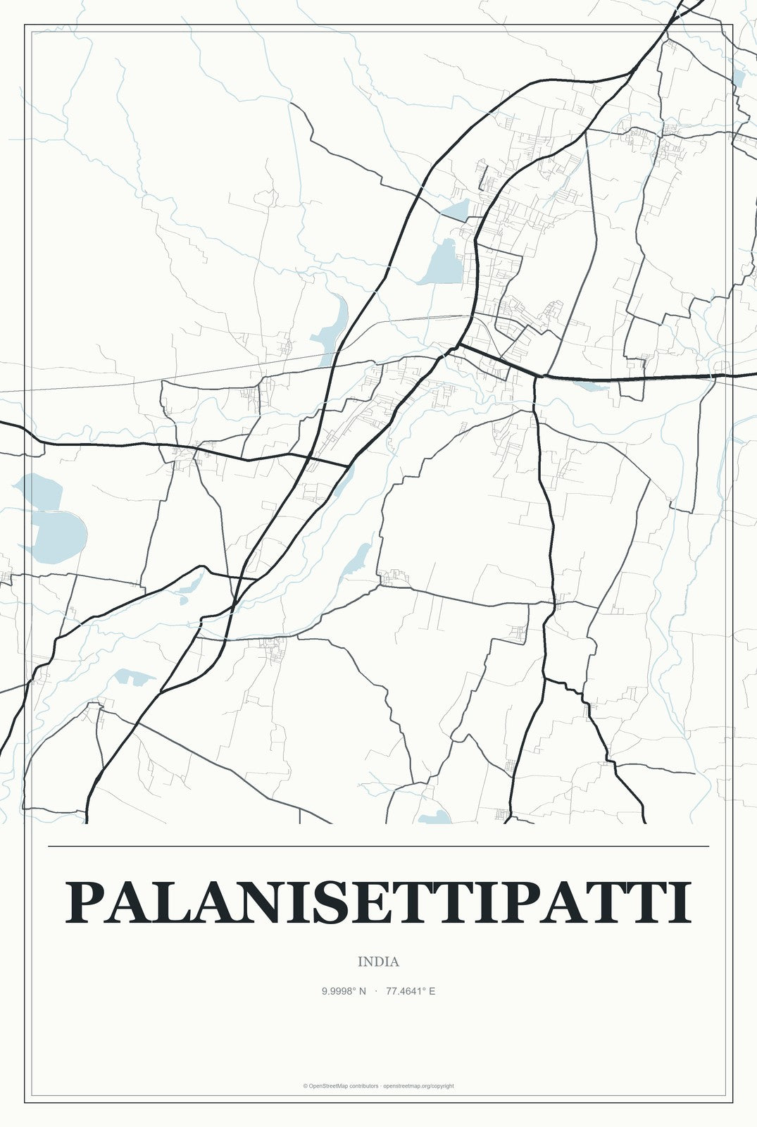 Palanisettipatti, India City Map Aluminum Sign in Gallery Air style