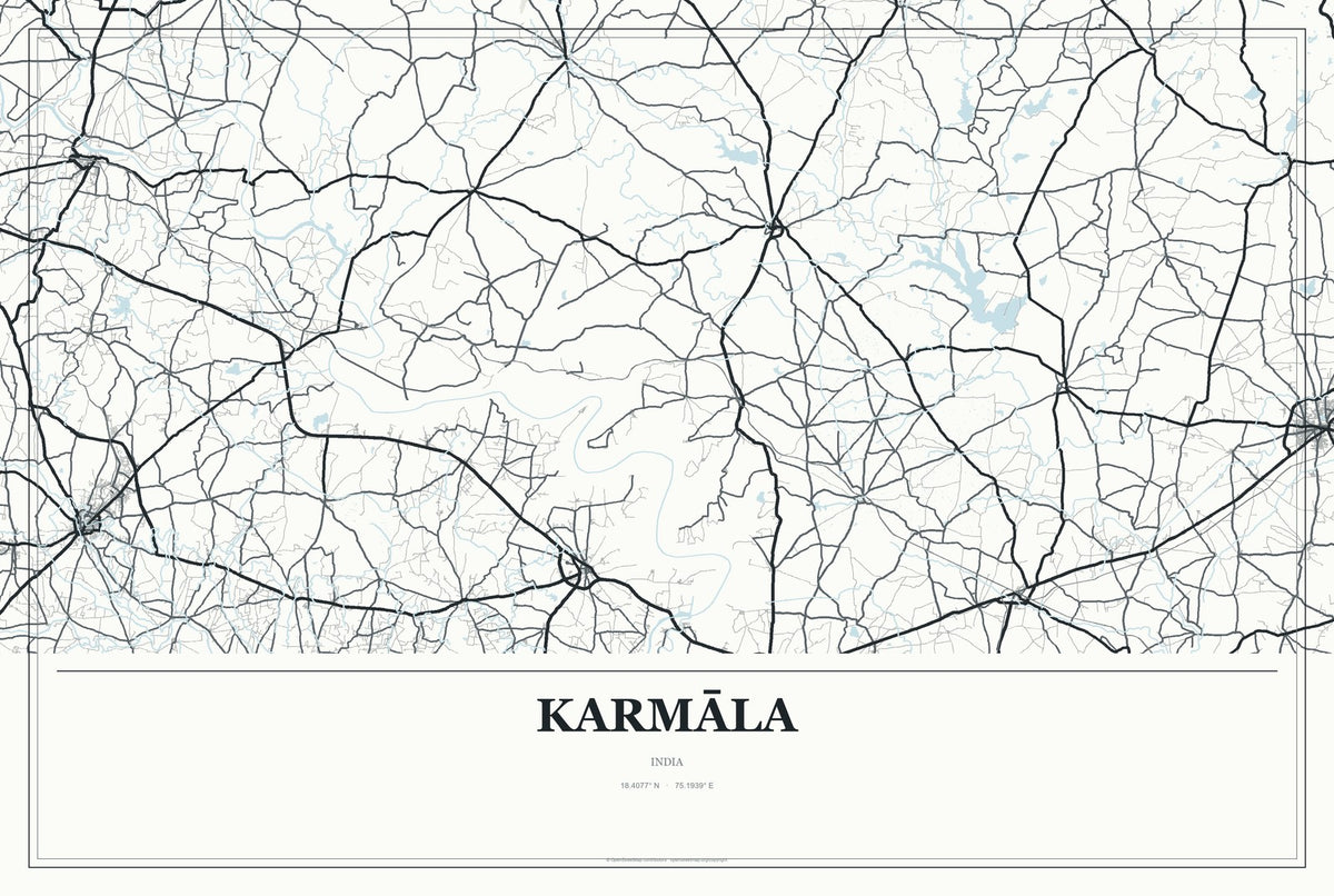 Karmāla, India City Map Aluminum Sign in Gallery Air style