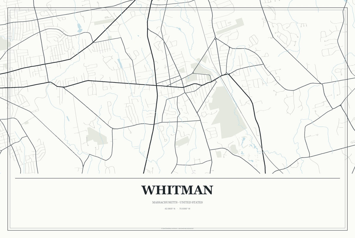 Whitman, Massachusetts City Map Aluminum Sign in Gallery Air style