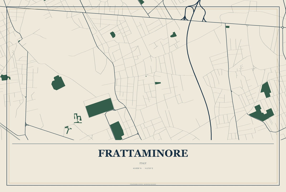Frattaminore, Italy City Map Aluminum Sign in Coastal Cutout style