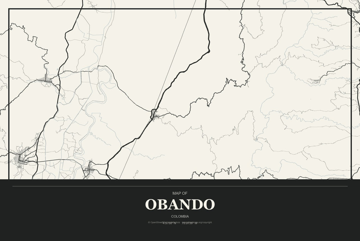 Obando, Colombia City Map Aluminum Sign in Museum Plaque style