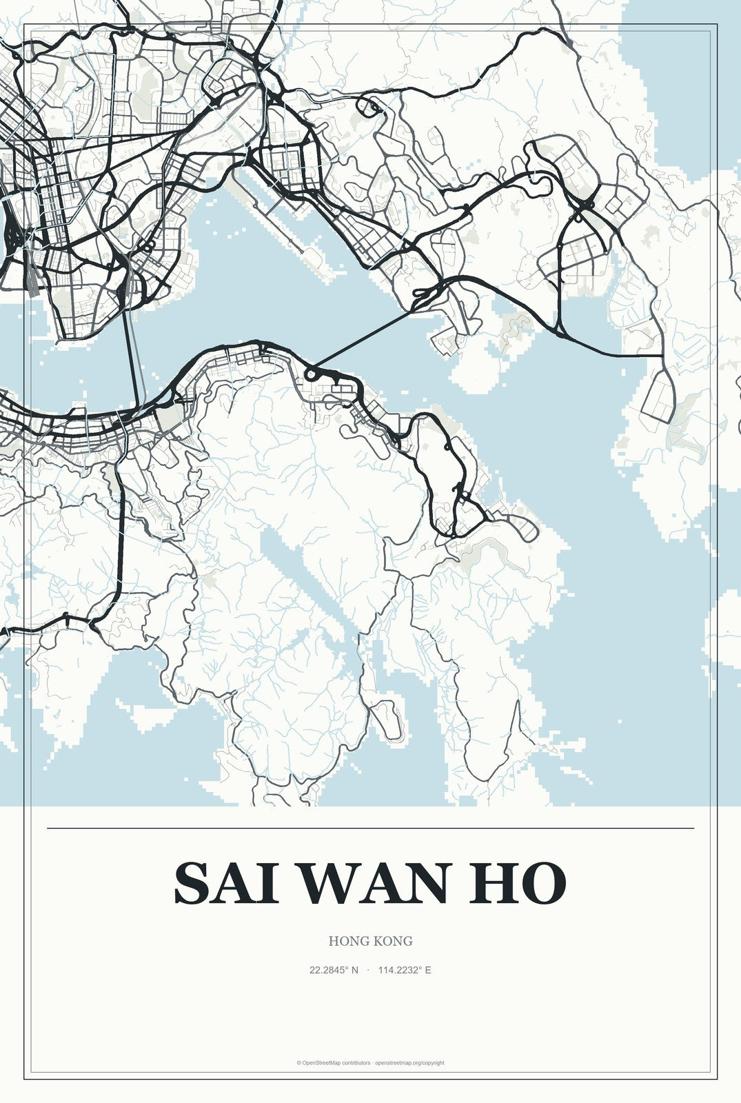 Sai Wan Ho, Hong Kong City Map Aluminum Sign in Gallery Air style